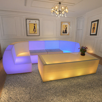 Ensemble de canapés de salon à éclairage LED Petite table d'appoint double couche Fauteuil lumineux rechargeable Mobilier lumineux à la mode
