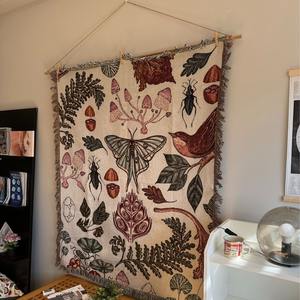 カスタム織り タッセル付き スローケット 再生コットン製 トロピカルガーデン 植物柄 ジャカード織り タペストリーブランケット - Product Image 5