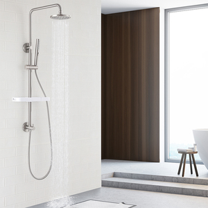Ensemble de mitigeur de douche à installation facile Ensemble de robinet de douche rond en nickel brossé 304 SUS Système de douche à effet pluie de remplacement avec <span class=keywords><strong>support</strong></span> - Product Image 2