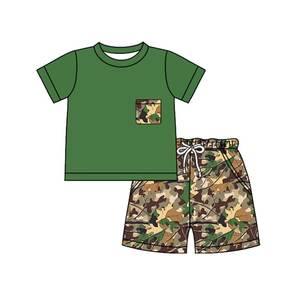 Preventa al por mayor: Conjuntos de verano para niñas con estampado de camuflaje, ropa de caza para niños pequeños, de algodón orgánico suave, de fábrica, MOQ 5 - Product Image 5