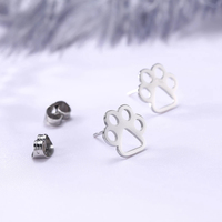 Boucles d'oreilles clous tendance en acier inoxydable plaqué or 18 carats PVD, motif patte de chat et chien, bijoux de déclaration pour femme, idéales pour un anniversaire