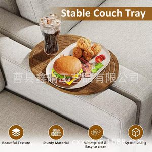 Bandeja de sofá Xinqing, bandeja ovalada giratoria para aperitivos y té, para uso en la sala de estar - Product Image 5