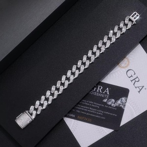 ขายส่งจากโรงงาน สร้อยข้อมือคิวบันลิงค์แบบฝังเพชรขนาด 15 มม. เงินแท้ 925 ชุบแพลตตินั่ม พร้อมใบรับรอง GRA เครื่องประดับฮิปฮอปสำหรับผู้ชาย - Product Image 3
