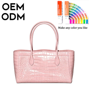 Sac fourre-tout tendance en cuir PU effet <span class=keywords><strong>crocodile</strong></span> pour femme, design français, couleurs contrastées, personnalisable pour le shopping - Product Image 1