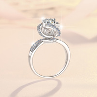 Bague en argent sterling S925 avec motif en spirale de dentelle, certificat GRA, moissanite ronde brillante couleur D VVS1, bague florale élégante pour femmes