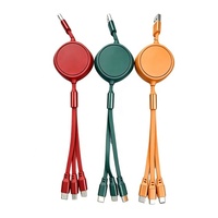 Câble USB Type-C télescopique à logo personnalisé de forme unique, matériau TPE tressé, multifonction 3 en 1, câbles de charge rapide rétractables