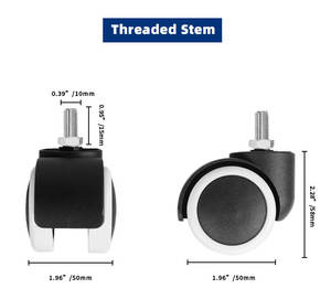 Fabrik Großhandel 2 Zoll 50mm PU Lenk rollen Hochleistungs-Gewindes tiel für Küche Schlafzimmer Bürostuhl Wohnzimmer Esszimmer - Product Image 3