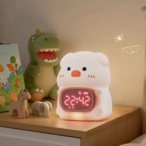 Cute Pig Soft Silicone <b>LED</b> Night Light With Alarm <b>Clock</b> USB Rechargeable Dimmable Colorful Sleep Lamp For kids Bedroom - Product Image 3