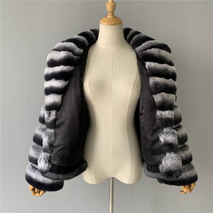 Abrigo de piel de conejo auténtica de China para mujer, abrigo de piel de conejo Rex, <span class=keywords><strong>Chinchilla</strong></span>, Popular, venta al por mayor - Product Image 6