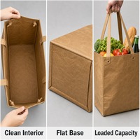Sac de rangement personnalisé écologique en papier kraft noir et marron, lavable, pour le shopping