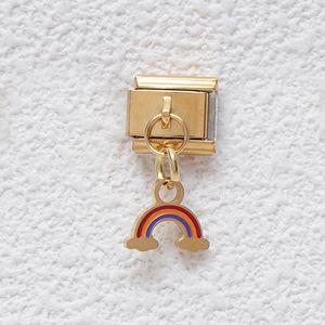 Italian Modular Charm Bracelet Zinc Alloy Rainbow Flower Candy Pendant DIY Jewelry Unisex Gift Accessory - Product Image 3