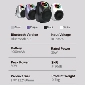 Nouveau produit 2025 : <span class=keywords><strong>Enceinte</strong></span> Bluetooth portable pour douche et fêtes en extérieur, avec basses puissantes, protection anti-chute, son surround stéréo HiFi sans fil - Product Image 6