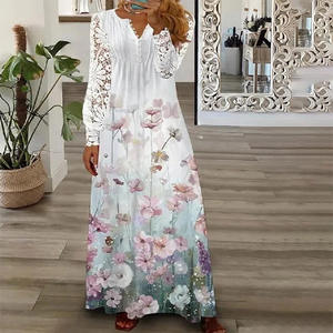 2025 mode nouvelle Offre Spéciale automne et hiver femmes nouvelle robe à la mode imprimé dentelle à manches longues robe - Product Image 3