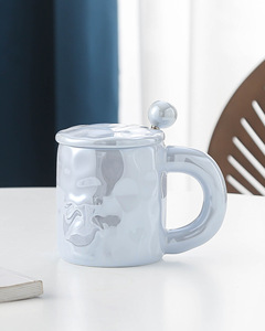 Nuovo smalto di <span class=keywords><strong>perle</strong></span> fuso acqua creativa nicchia Design per <span class=keywords><strong>la</strong></span> casa ceramica caffè e piattino tazza da tè con coperchio cucchiaio - Product Image 4