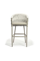 Ensemble de 2 tabourets de bar modernes en aluminium pour l'extérieur, chaises hautes avec dossier et coussins pour patio, jardin, balcon, piscine, salle à manger