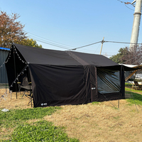 Tente de camping gonflable en toile imperméable sur mesure, grande taille, pour plusieurs personnes, tente d'extérieur noire, quatre saisons, installation rapide