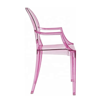 LUS-L001 Vente en gros Siècle Victoria Moderne Bras Louis Chaise Événement de mariage Acrylique Cristal Transparent Plastique Clair Fantôme Chaise