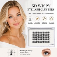 Extensions de cils synthétiques personnalisées 5D effet wispy, longueurs mixtes, auto-adhésives, DIY, marque privée, vente en gros, faible MOQ