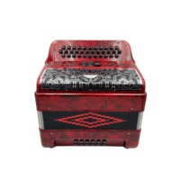 SEASOUND Accordéon professionnel 34 boutons 12 basses 3 registres OEM JB3412C Bois Rouge Noir/Grille argentée Boutons Rouge Noir Argent