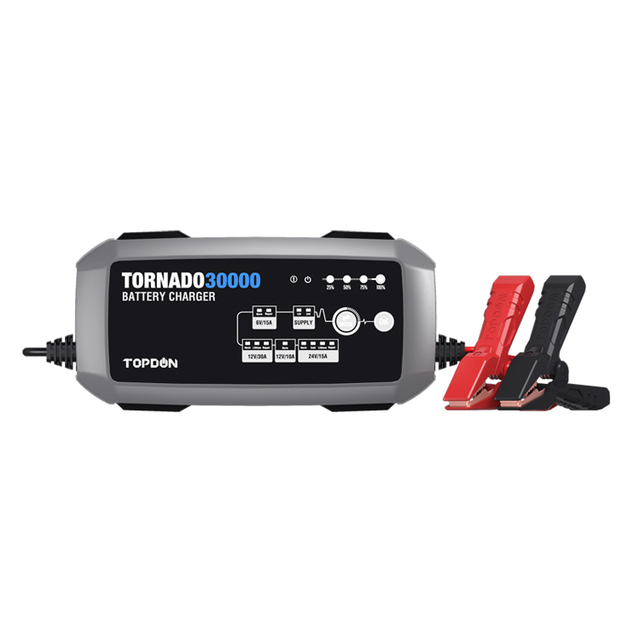 TOPDON T30A 6V 12V 24V 10A 15A 30A Professional Car Automobile Battery Charger Gel 12V and 24 V 24V 8A