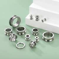 Lingchee Titane Piercing Bijoux Double Évasé Oreille Jauges Tunnel Expander Civière Plug Boucles D'oreilles