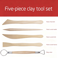 Bo Yi Xuan – Ensemble d'outils de sculpture en argile de haute qualité et durables, avec manche en bois, 5 pièces, pour modeler, lisser, texturiser et découper