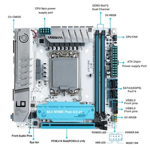 Erying <span class=keywords><strong>ITX</strong></span> b760i chơi game máy tính để bàn bo mạch chủ với LGA 1700 115x Hỗ trợ Intel Dual Channel DDR5 Ram 12/13/14th Core - Product Image 3