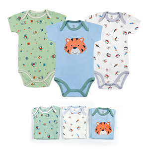 Lot de 3 bodys bébé à manches courtes pour garçon et fille, en coton, imprimé animal mignon, combinaisons pour nouveau-né, couleur aléatoire - Product Image 3