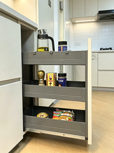 Cestello Estraibile Moderno per Armadio, Massimizza l'Accessibilità degli Oggetti, Cestello Scorrevole da <span class=keywords><strong>Cucina</strong></span> a 3 Livelli, Organizzatore in Metallo per <span class=keywords><strong>Dispensa</strong></span>, 1 Anno di Garanzia - Product Image 5
