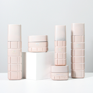 Botol dan Stoples Pompa Lotion Kaca Matte Pink Desain Mewah Set 30g/50g/40ml/100ml/120ml Sablon Skincare Perawatan Kulit Serum - Product Image 1