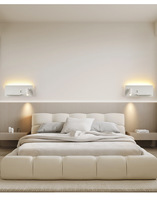 Lampe murale de lecture à charge sans fil pour chambre d'hôtel, chambre à coucher, avec deux ports de charge USB, lampe de chevet LED