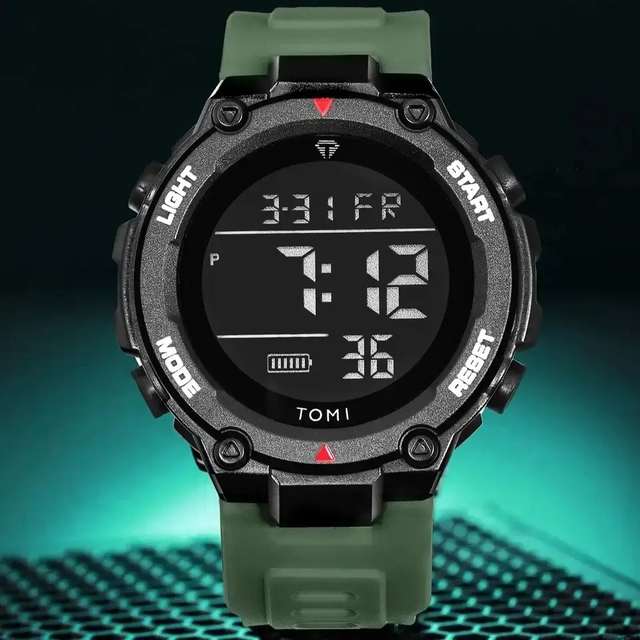 NEW TOMI T205 Tactical Digital Watch Green Black 4-Button Sport Modes Shockproof Waterproof Outdoor Hiking Watch for Men