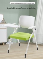 Chaise de formation pliable en maille avec tableau d'écriture et table rotative, chaise de conférence en tissu au design moderne pour usage commercial