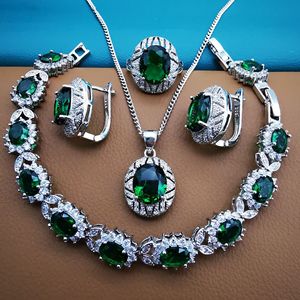 Bohemia Silver Bridal Ladies Jewelry Sets Blue Stone <strong>Costume</strong> Jewelry for Women Bracelet Set Earrings Ring - Product Image 2