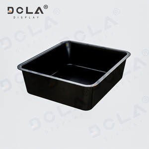 Chất lượng cao siêu thị nhựa thịt khay <span class=keywords><strong>butcher</strong></span> nấu chín thực phẩm tươi sống hiển thị khay màu đen cho không khí lạnh Tủ đông cửa hàng thiết bị - Product Image 3