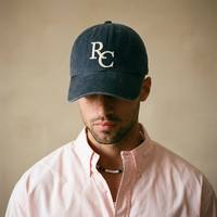 Casquette Dad Cap personnalisée délavée, broderie marine, 6 panneaux, en coton non structuré, vente en gros, OEM, en vrac, marque privée