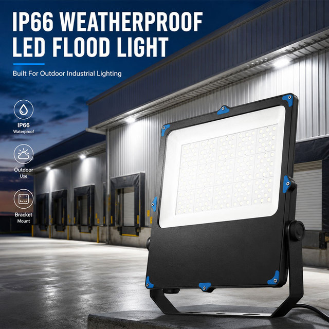 IP66 Waterproof Outdoor LED Flood Light With Bracket for Warehouse Loading Dock Parking Lot Industrial Lighting