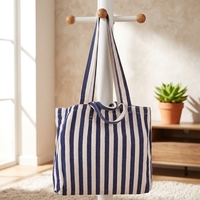 Sac fourre-tout Royal Fair personnalisé à rayures verticales bleues et blanches, grande capacité, sac à bandoulière décontracté, sac fourre-tout pour cadeaux