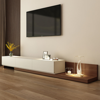 Meuble TV en bois massif de haute qualité Mobilier de salon avec lumière LED Meuble TV Unité de table basse