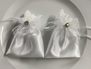 Nouveaux bijoux en soie personnalisés cadeau sac à cordon anniversaire blanc <span class=keywords><strong>dentelle</strong></span> Satin pochette à cordon lisse mariage petite pochette en Satin - Product Image 2