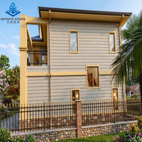 Casa Prefabricada de Acero Ligero, Moderna, de Tres Pisos, con Balcón en el Techo, Revestimiento WPC, Diseño Personalizado, Fabricante