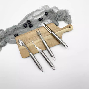 Ensemble de gadgets de cuisine en acier inoxydable éplucheur de piment couteau d'ananas dissolvant de veine de crevette outils de cuisine pratiques - Product Image 2