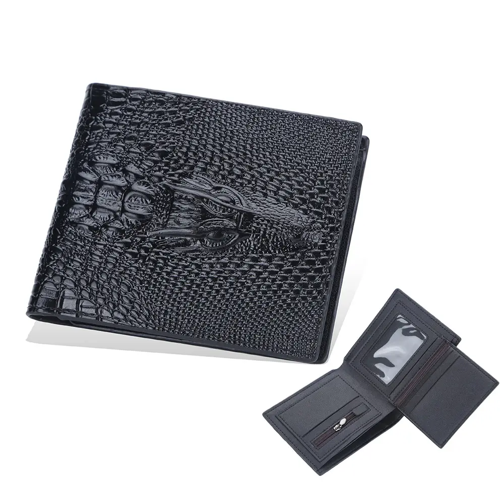 2022 newest models high-quality men's PU Leather short section Crocodile Pattern Card Wallets For Men,Male Fossil Coin Purse