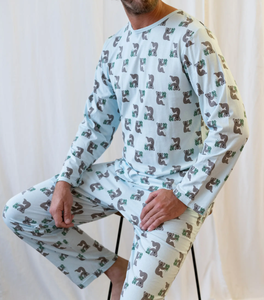 Conjunto de Pijamas de Algodón para <span class=keywords><strong>Hombre</strong></span>, Primavera-Otoño, Manga Larga, Estampado, Ropa de Dormir Transpirable, Ropa de Estar por Casa Cómoda y Holgada - Product Image 3