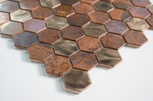 Moderne Luxus-Hotel-Wandverkleidung Innenraum-Mosaikfliesen Gold Metall Kupfer Messing Einlage Glänzendes Glas <span class=keywords><strong>HANSE</strong></span> Marke 3-Jahres-Garantie - Product Image 5