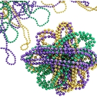 Perles de carnaval pas chères collier de perles de mardi gras violet vert or carnaval perles de lancer