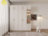Armoire blanche minimaliste avec portes coulissantes, placard en bois pour chambre à coucher, rangement domestique