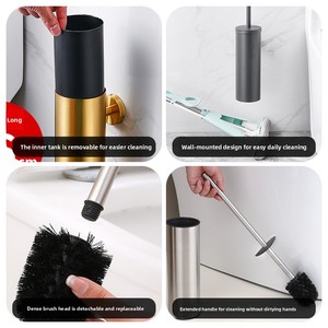 Ensemble de <span class=keywords><strong>brosse</strong></span> de toilette en acier inoxydable KEGAO avec couvercle en silicone pour salle de bain, sur pied et mural, ensemble de <span class=keywords><strong>brosse</strong></span> de toilette - Product Image 4