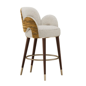 Tabouret de <span class=keywords><strong>bar</strong></span> moderne de luxe en bois massif avec siège rembourré en velours, design stable pour cafés, bars, salles à manger et îlots de cuisine - Product Image 1