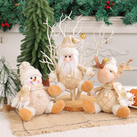 Ensemble d'ornements en peluche de Noël, 3 figurines Père Noël, Bonhomme de neige, Renne, décorations suspendues, crème et or, taille personnalisable, marque HongRuiKe pour Noël